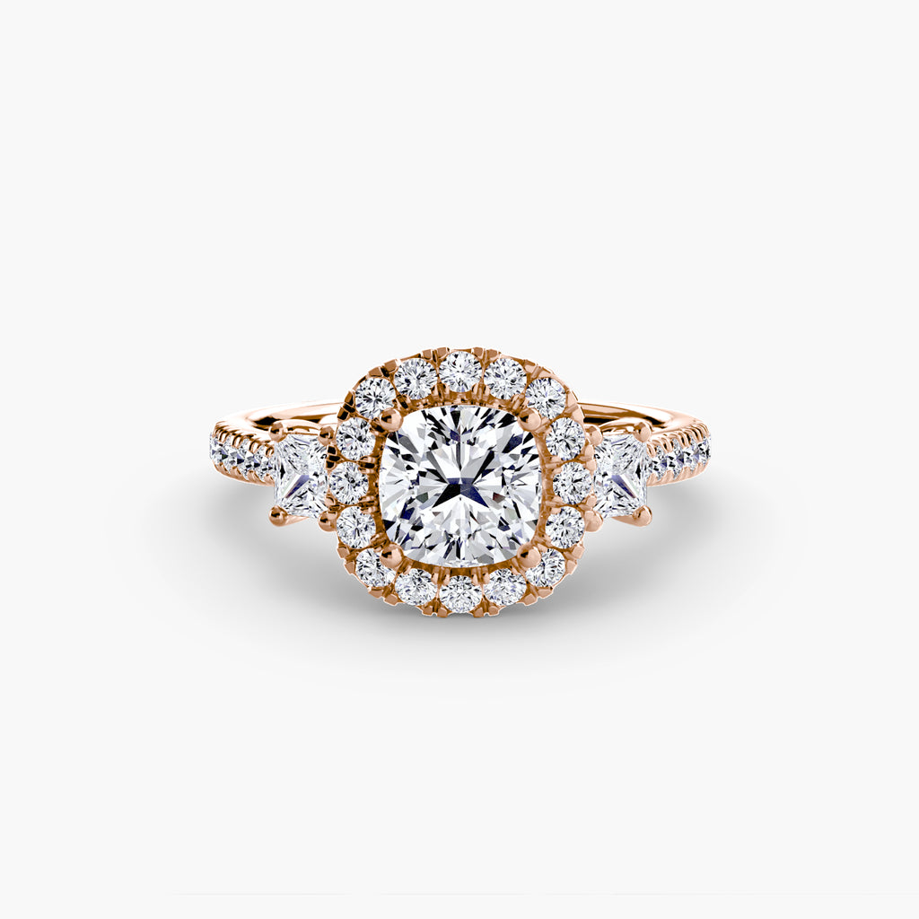 Three-Stone Ring with Halo 2